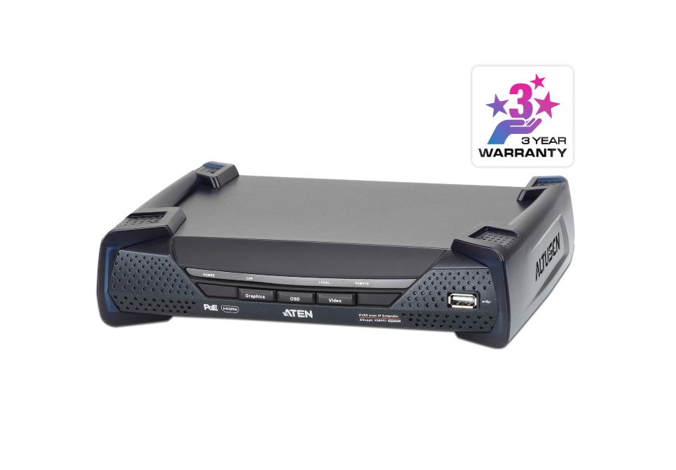 Aten 4K HDMI Single Display KVM over IP Receiver with Power over Ethernet, power adapter not included Aten 4K HDMI Single Display KVM over IP Receiver with Power over Ethernet, power adapter not included